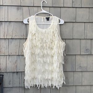 Ann Taylor Fringed cream tank size 18 EUC